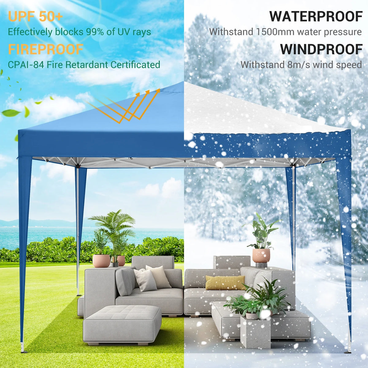 SANOPY 10'x10' EZ Pop Up Canopy Tent Outdoor Party Instant Shelter Portable Folding Beach Canopy with 4 Sandbag & Carrying Bag, Black