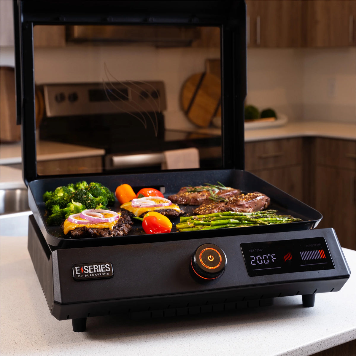 Blackstone E-Series 17" Electric Tabletop Griddle with Hood, Black