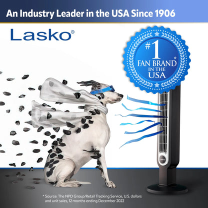 Lasko 38" 4-Speed Hybrid Oscillating Remote Controlled Tower Fan. Black, T38415