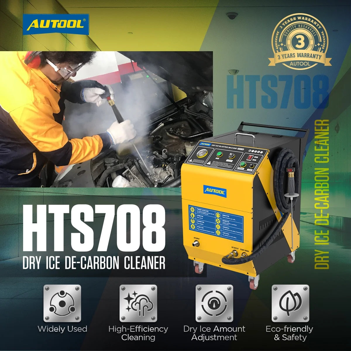 AUTOOL Automotive Dry Ice Cleaning Machine Car Engine Throttle Carbon Deposit Cleaner Exhaust Pipe Pressure Washer 110V/220V Dry Ice Blasting Clean Machine for All Cars, HTS705