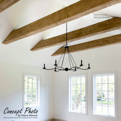 12"W x 8"H x 18'L 3-Sided (U-beam) Hand Hewn Endurathane Faux Wood Ceiling Beam, Factory Prepped