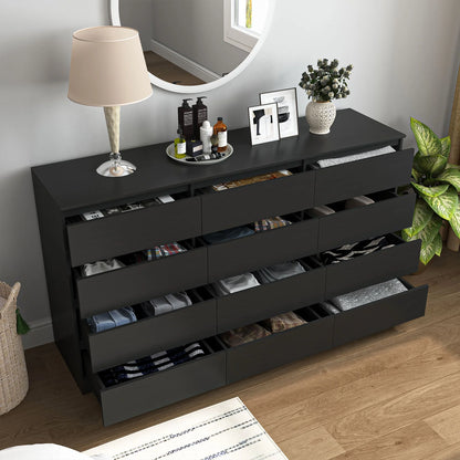 Resenkos Modern Mid Century 6 Drawer Wide Dressers Chests for Bedroom, Chest of Drawer Organizer Grey