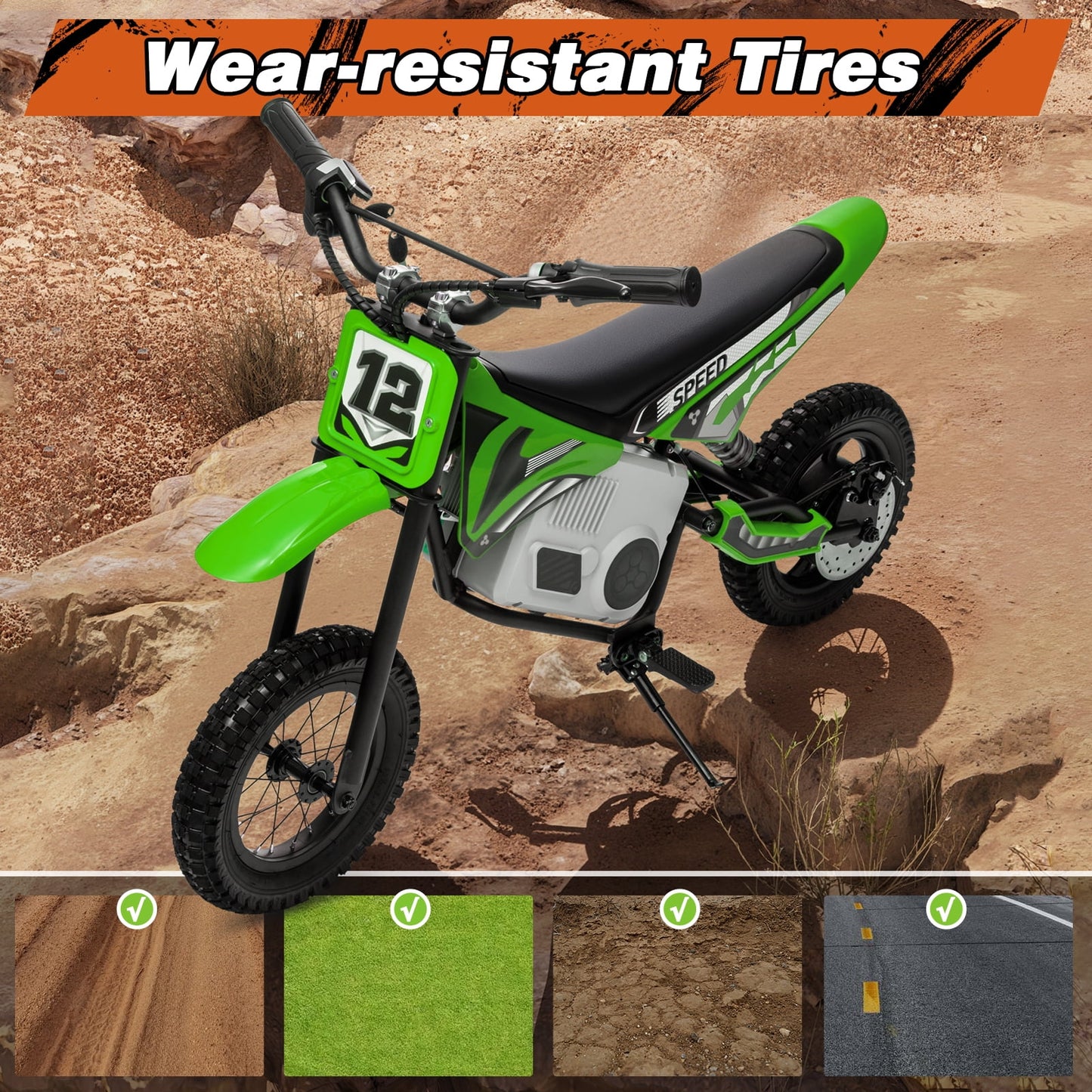 Kerry Yoo C11 36V Electric Dirt Bike for Kids 8-14, 350W Ride on Motorcycle, Electric Motorbike Teens,16 mph, High/Low Speeds-Red