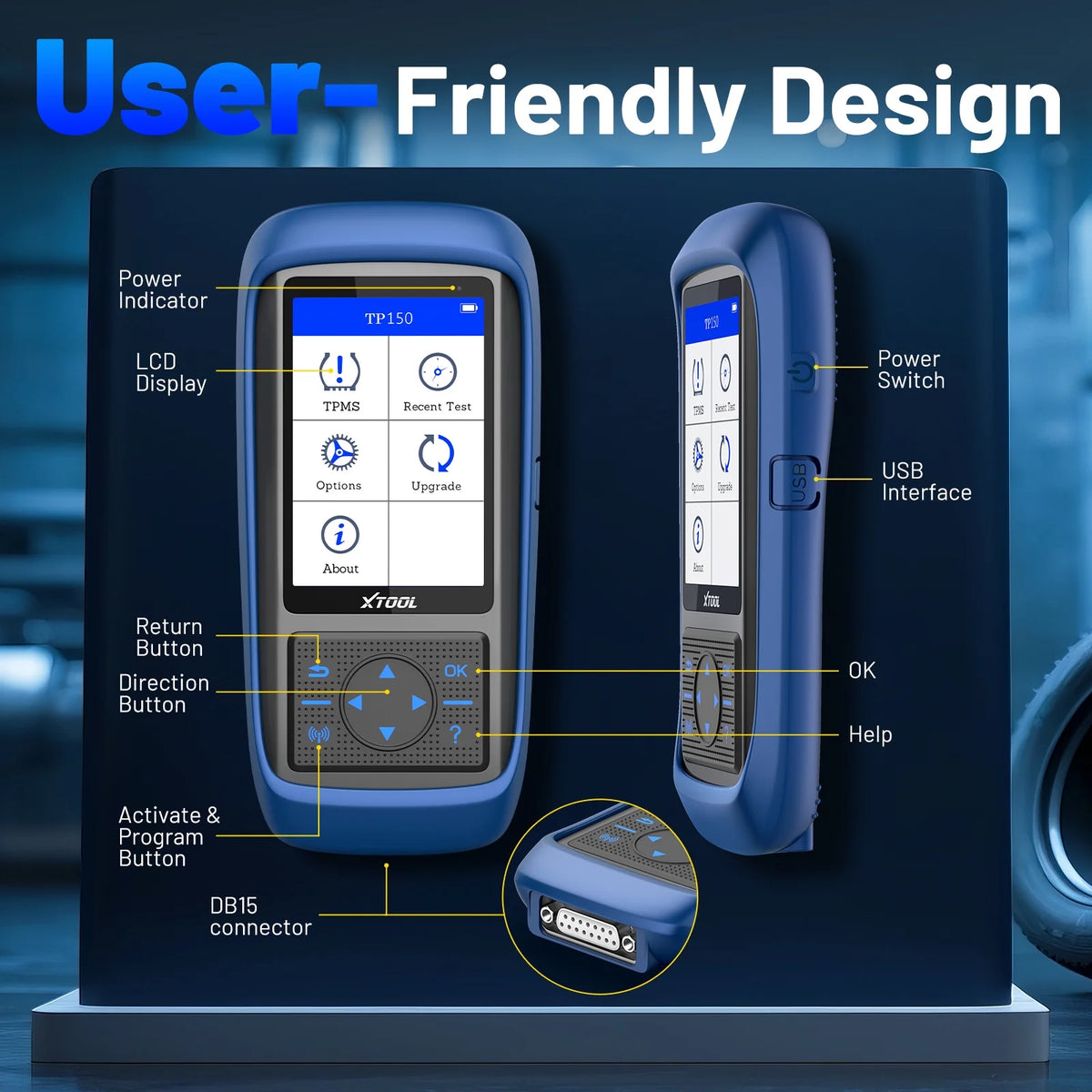 XTOOL TP150 TPMS Pr0gramming Tool, TPMS Relearn Tool, Activate/Relearn All Known TPMS Sensors (315/ 433MHz), Program XTOOL TS100 Sensors, TPMS Reset Diagnosis Tool