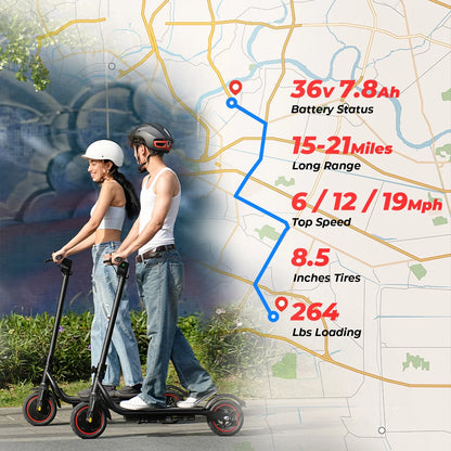 iScooter Electric Scooter Adult, 350W Motor, 21 Miles Long Range, 19 mph & 8.5" Pneumatic tire Folding Commuter Electric Scooter for Adults & Teens, Superior Performance Smart App & Dual Braking