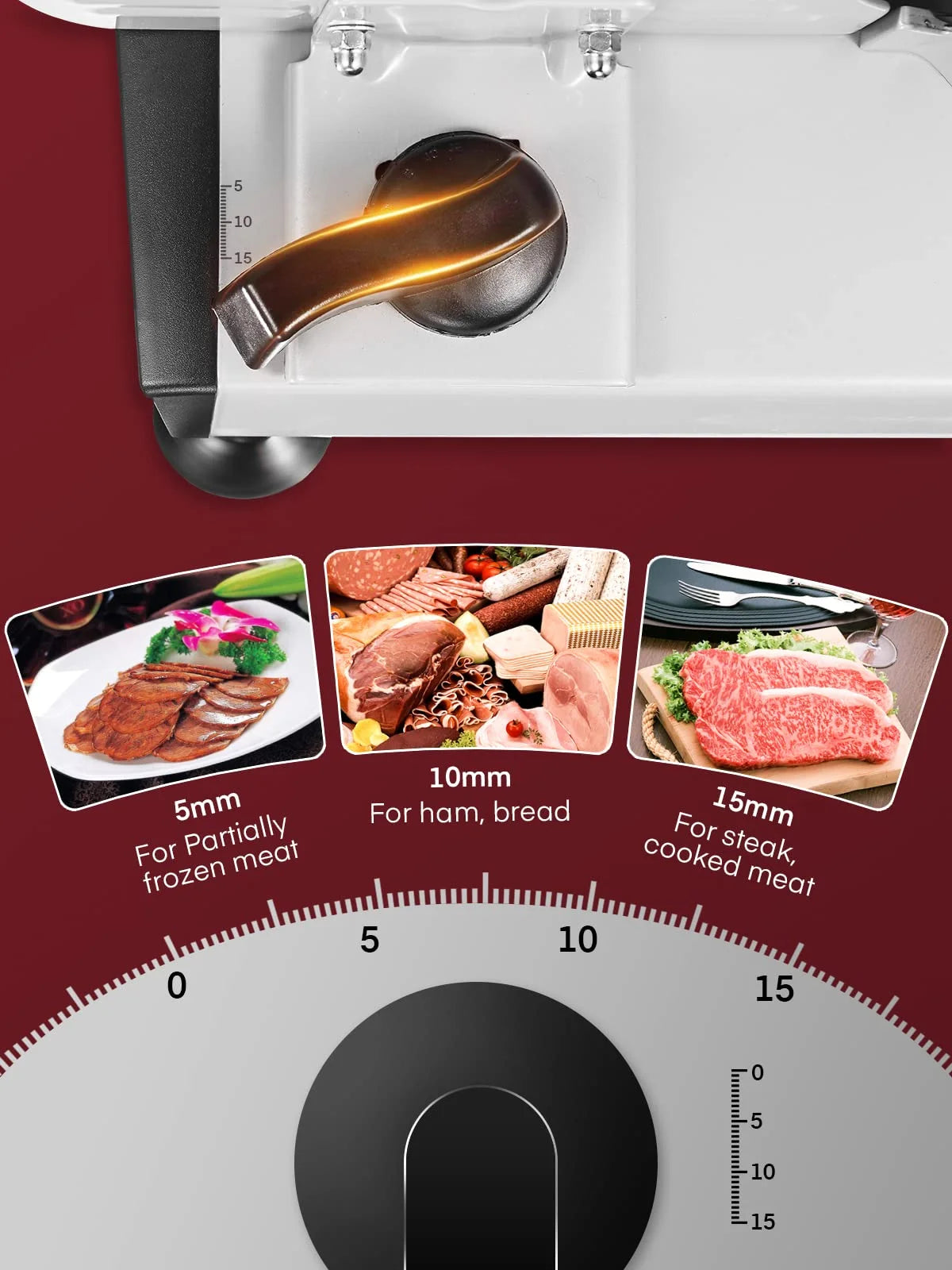 FOHERE Meat Slicer Electric Deli Food Slicer with 7.5" Removable Stainless Steel Blade, Cuts Meat, Cheese, Bread, Silver