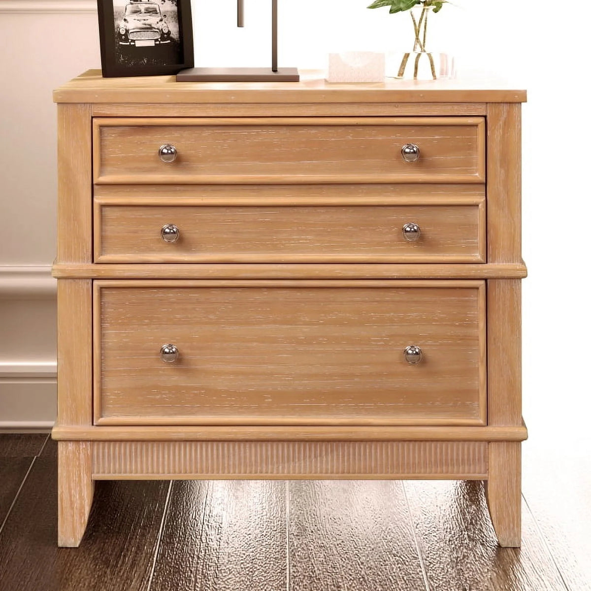 Solid Wood Nightstand with 3 Drawers,Modern End Table Storage Chest Bedside Table Sofa Table Storage Cabinet for Living Room,Bedroom