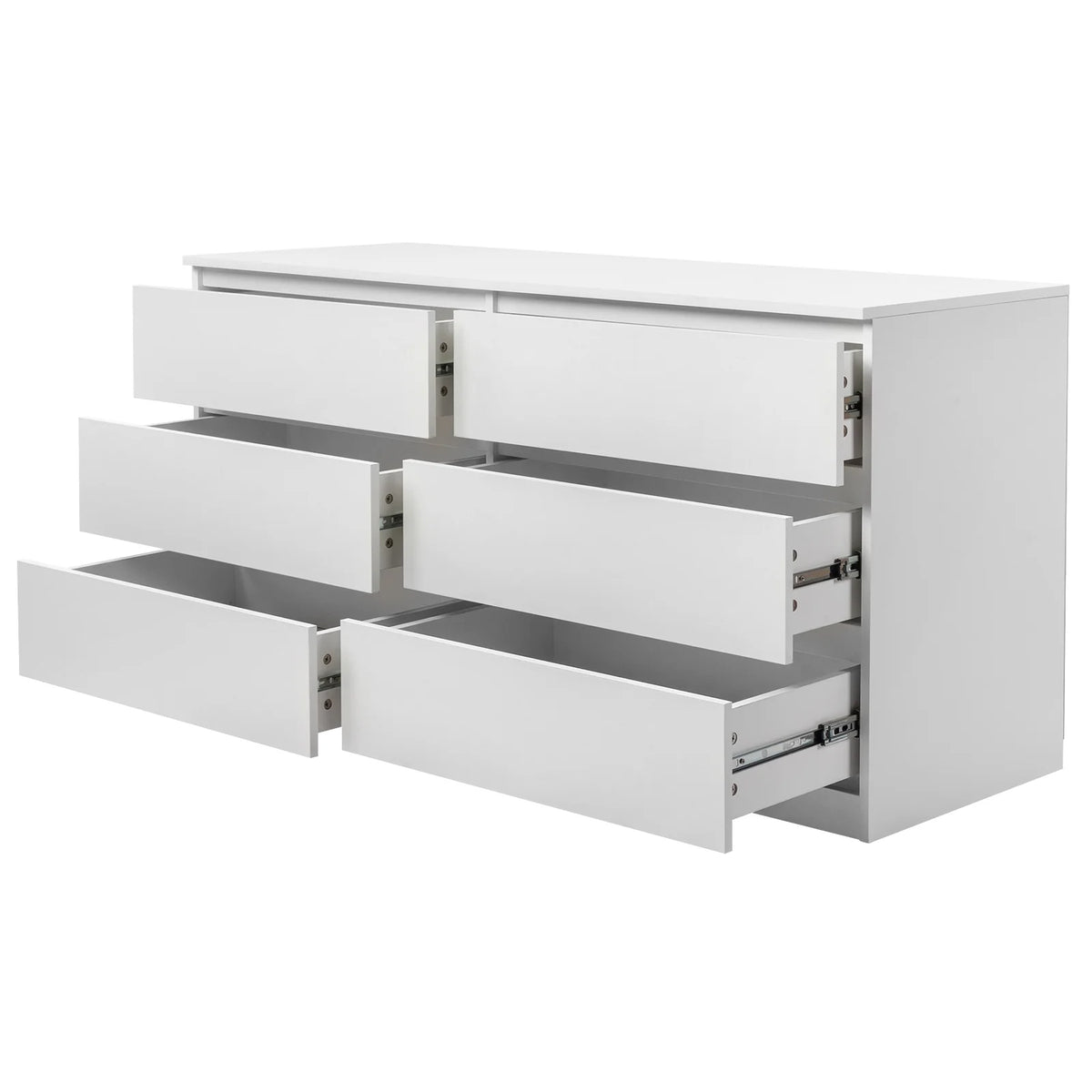Ktaxon 6 Drawer Double Dresser Wood Dresser Storage Cabinet Drawer Organizer Chest Of Drawers, White