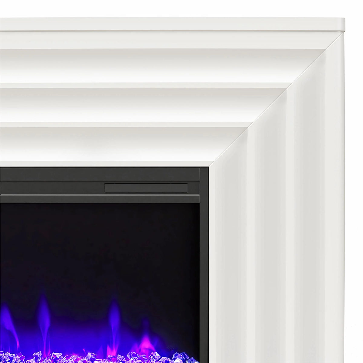 CosmoLiving by Cosmopolitan Rene Electric Fireplace Mantel 65" TV Stand with Multi-Color Flame and Crystal Ember Bed, Black