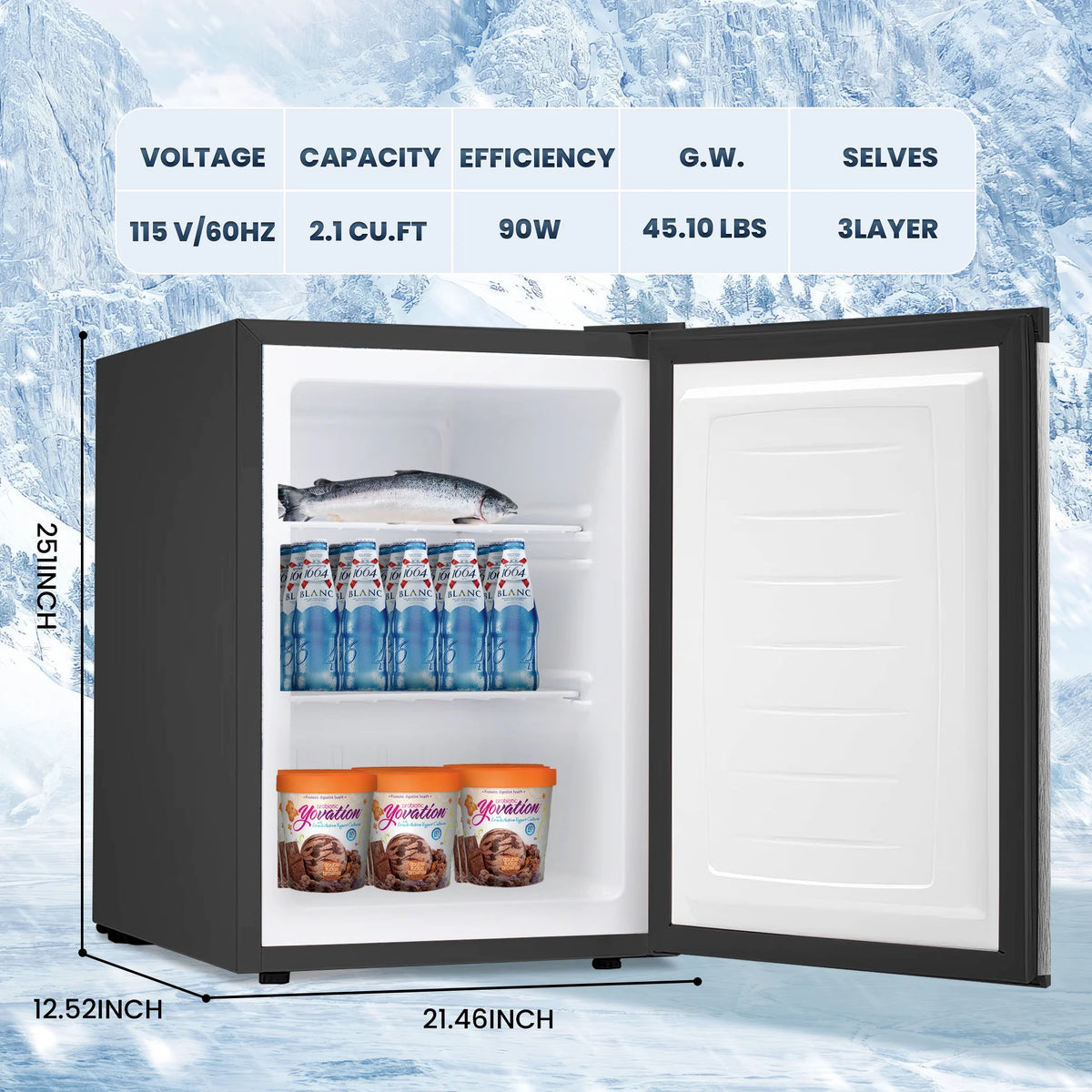 Electactic Upright Freezer, Energy Saving 2.1 Cu.ft Single Door Compact Upright Freezer with Reversible Door(White)
