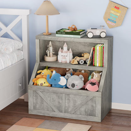AOILE Kids Bookshelf and Toy Storage - Wooden Toddler Bookcase Cabinet with Large Cubbies for Playroom, Bedroom, Nursery, Classroom, School, Kindergarten, and Daycare