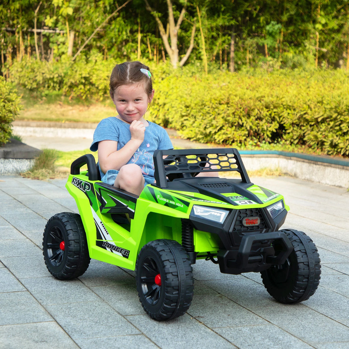 TOBBI 12V Kids Electric off-Road UTV Truck Car Battery Powered Ride on Toys for Girls with LED Headlights, Music, Horn
