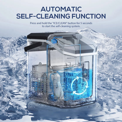 Auseo SS Nugget Countertop Ice Maker with Soft Chewable Ice, 35Lbs/24H, Self-Cleaning, Ice Scoop, Stainless Steel Silver, for Kitchen/Office/Party