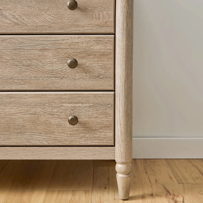 My Texas House Monroe 3 Drawer Nightstand with USB, Brushed Oak Finish