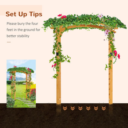 CAMSCH 85'' Premium Outdoor Wooden Arbor Arch with Trellis, Straight top, Pergola Arch for Climbing Plants, Wood Garden Yard Lattice, Wedding Arch for Ceremony, 63''(L) x 26''(W) x 85''(H)