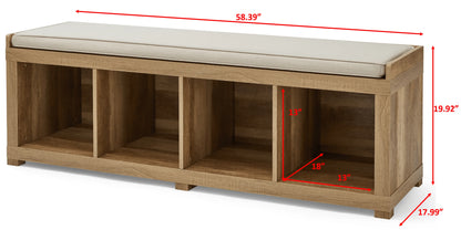Better Homes & Gardens 4-Cube Shoe Storage 58.39" Bench, Weathered
