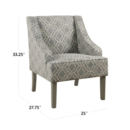 HomePop Classic Swoop Accent Chair - Blue and White Damask
