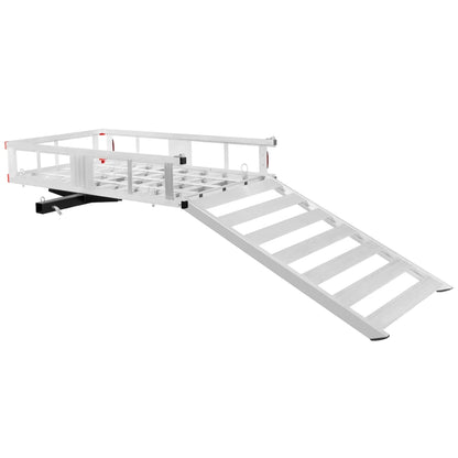 Costway 50'' x 29.5'' Aluminum Cargo Carrier with Ramp Hitch-Mounted Mobility Carrier Hauler