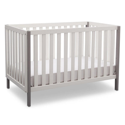 Delta Children Milo 3-in-1 Convertible Crib. Greenguard Gold Certified. Bianca White/Grey