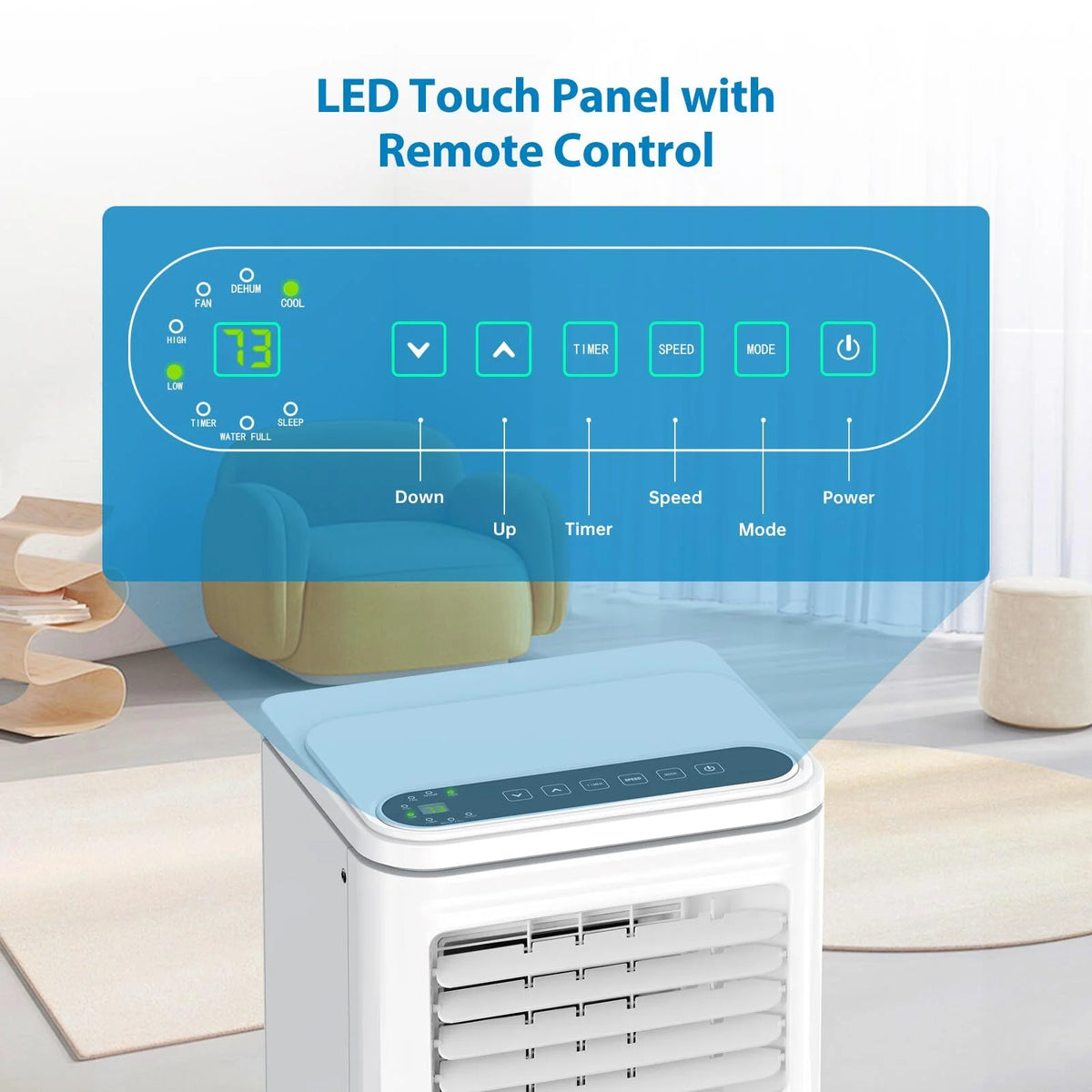 14000 BTU Portable Air Conditioner with Heat, 3-in-1 AC Unit for Rooms up to 750 Sq.Ft, Quiet Operation, Dehumidifier & Fan, Window Kit Included