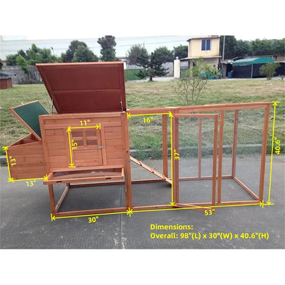 Chicken Coop Large 95" Deluxe Solid wood Hen Chicken Cage House Coop Huge with Run nesting box