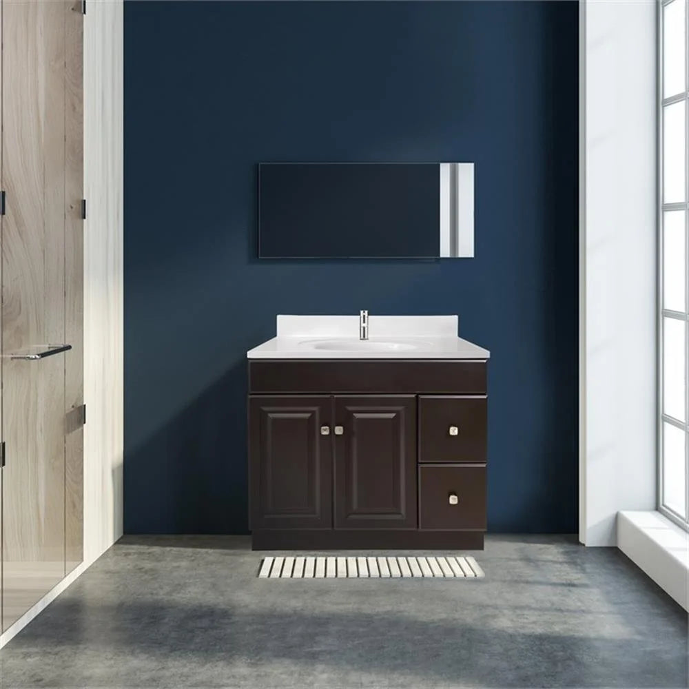 Design House Wyndham 36" Solid Wood Ready to Assemble 2-Door and 2-Drawer Bathroom Vanity Cabinet, White