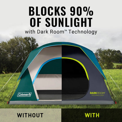 Coleman Camping Tent | 4 Person Dark Room Skydome Tent, Blue