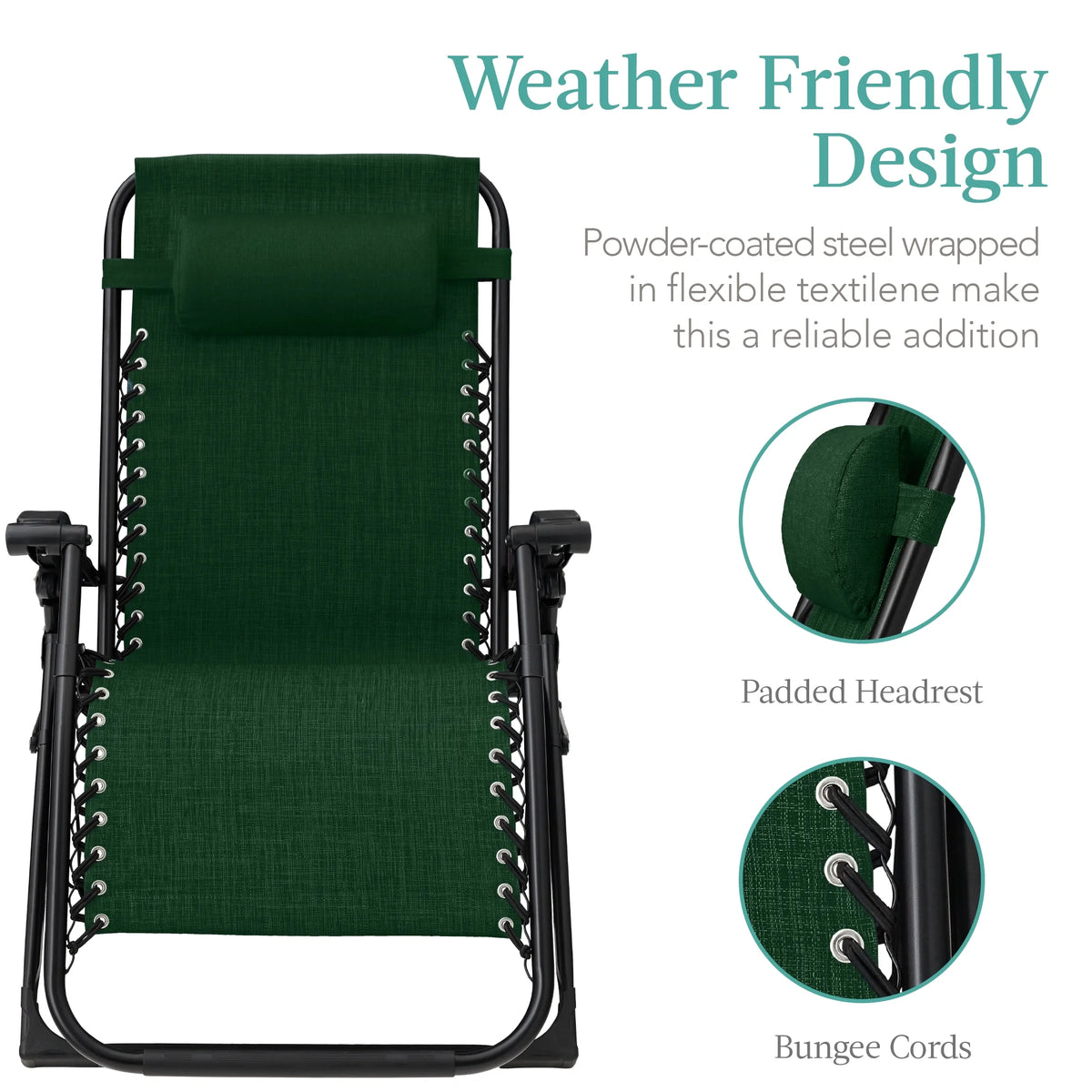 Best Choice Products Oversized Zero Gravity Chair, Folding Recliner w/ Removable Cushion, Side Tray - Fossil Gray