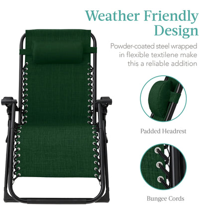 Best Choice Products Oversized Zero Gravity Chair, Folding Recliner w/ Removable Cushion, Side Tray - Fossil Gray