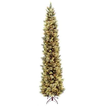 9 ft Pre-Lit Carolina Pine Slim Artificial Christmas Tree with 800 Clear Lights, Slim Profile