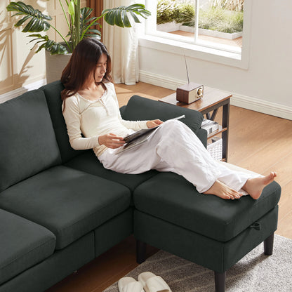 Pingliang Home Sectional Sofa Couch with Storage Ottoman,Modern 3 Seat L Shaped Sofa Couch for Living Room Apartment Studio Office
