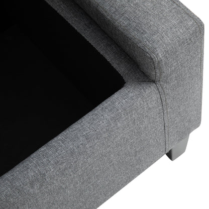 HOMCOM Linen Storage Ottoman Bench Storage Chest Tufted Ottoman Cube with Flipping Top