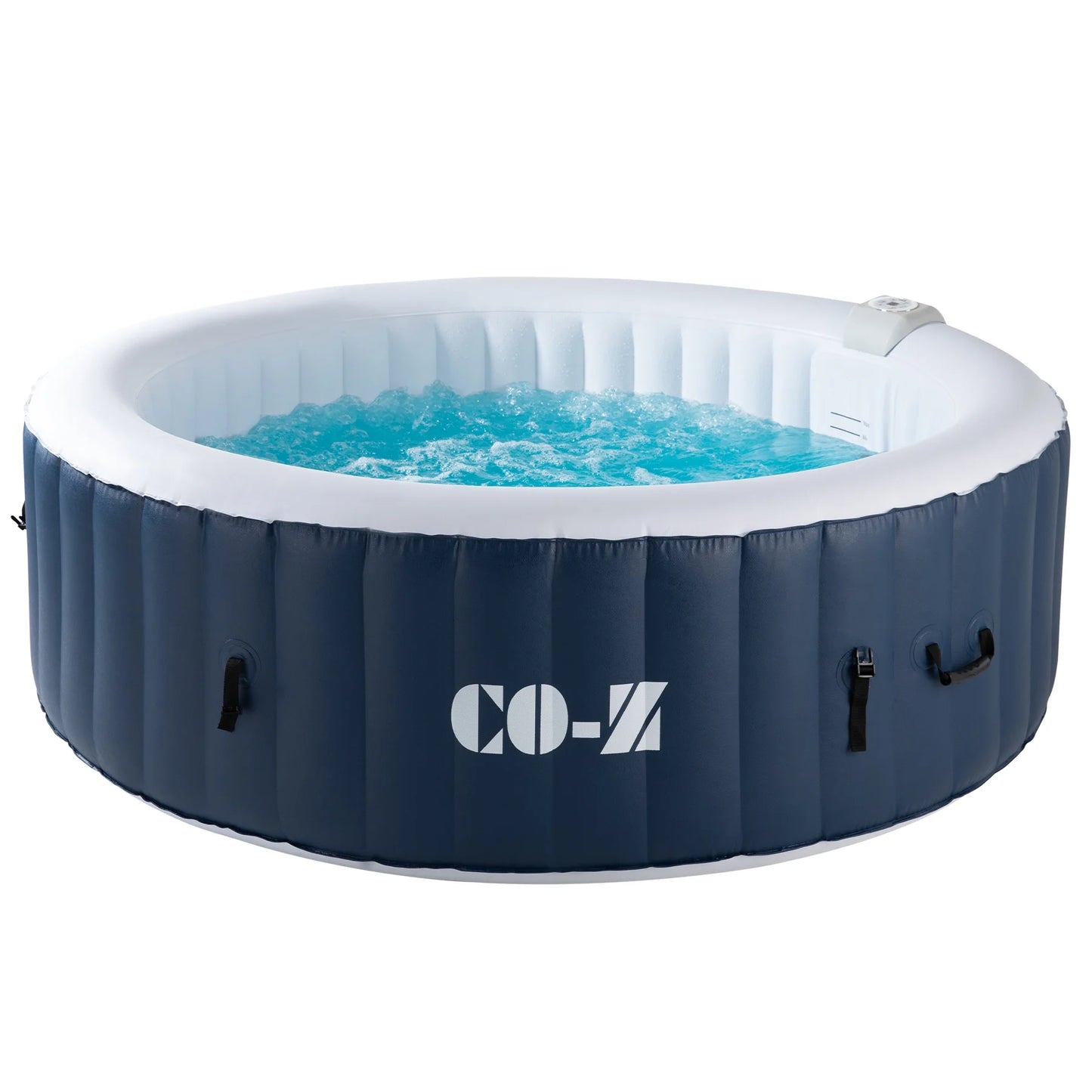CO-Z 5x5ft PVC Square Inflatable Spa Tub & 120 Massaging Jets for Patio & More for 4-person Blue
