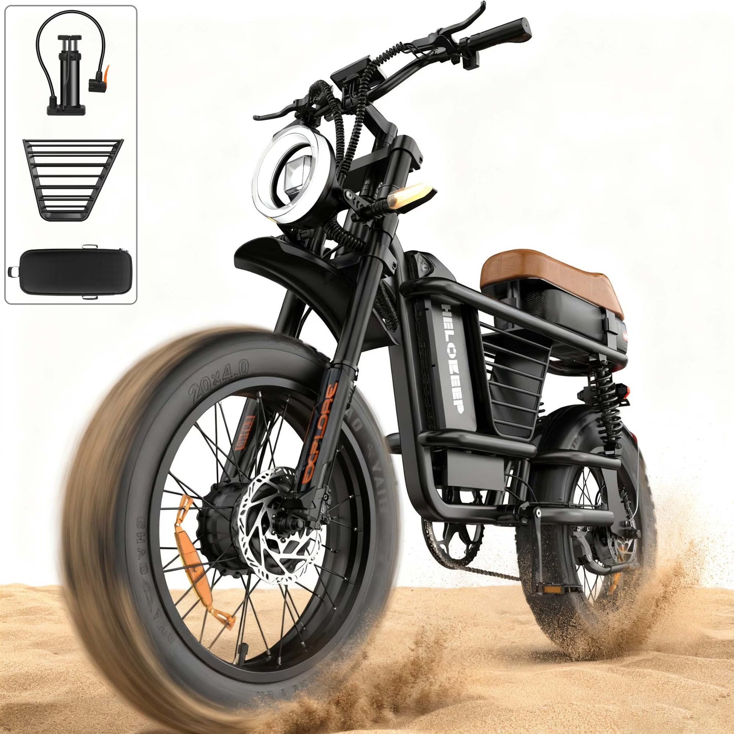 1500W Peak Electric Bike for Adults, 20" Fat Tire E-Bike, 48V 15Ah Battery, 7-Speed E-Mountain Bike with Storage Rack, UL2849