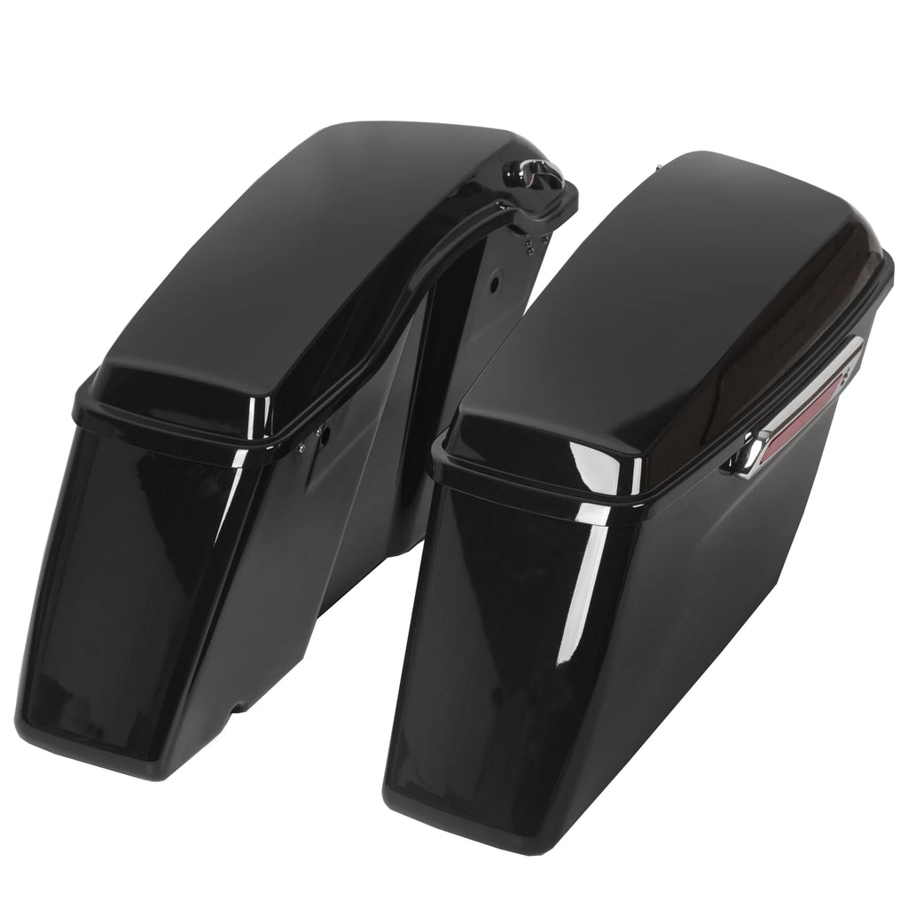 Kojem Hard Saddle Bags for 1993 - 2013 Harley Road King Glide Vivid Black Lockable Saddlebags