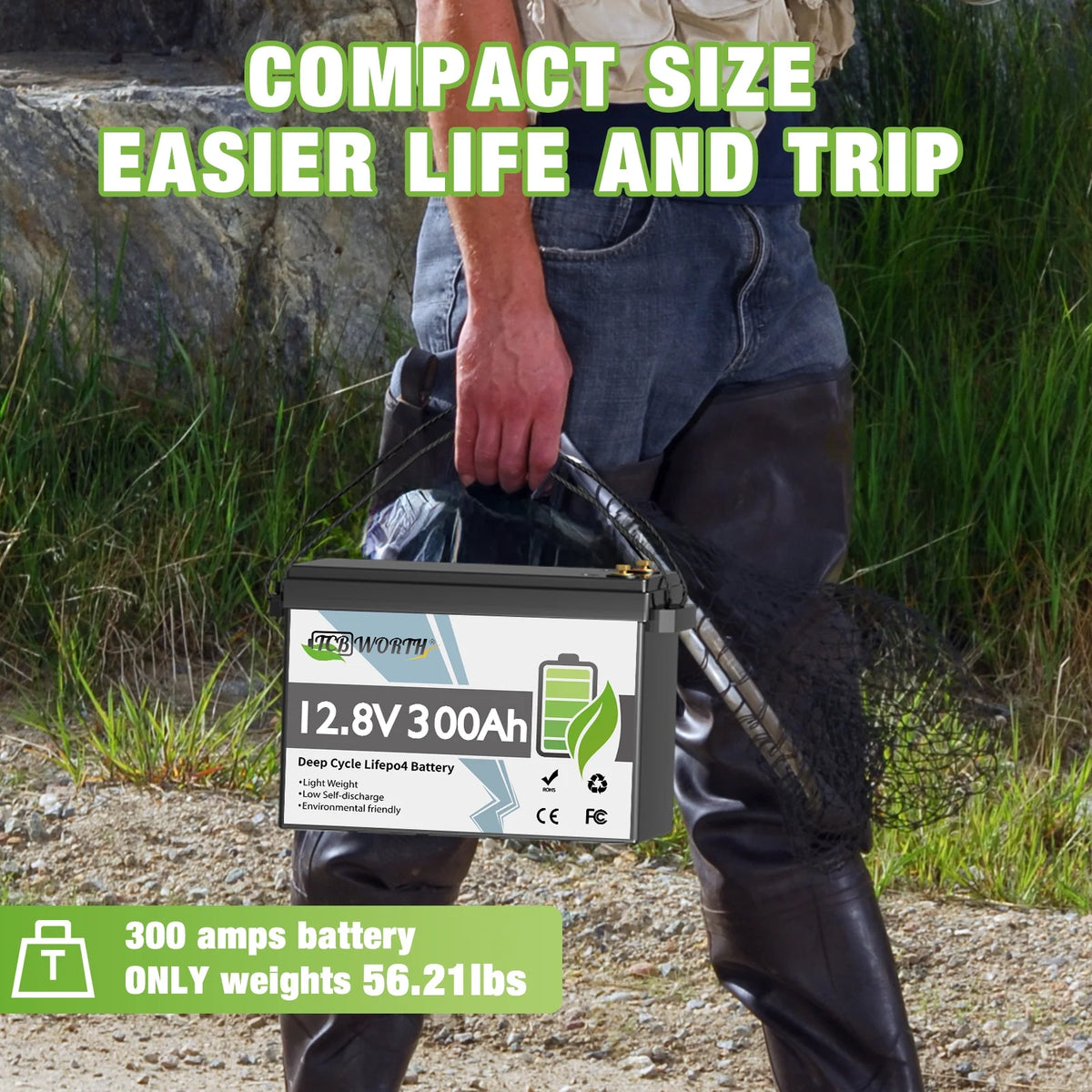2Pack 12V 300Ah LiFePO4 Lithium Battery,TCBWORTH  Batteries for RV,Solar,Marine,Camper,Home Energy Storage,Golf Carts,off-Grid,Built in 200A BMS,15000+ Deep Cycles