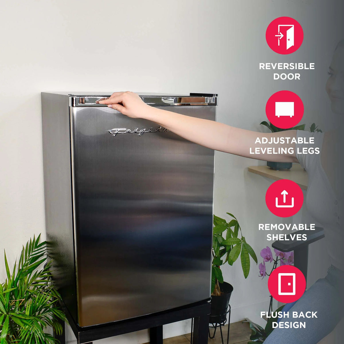 Frigidaire, 4.5 Cu. Ft. Compact Fridge with Chrome Trim - EFR492, Platinum