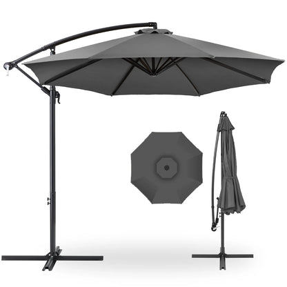 Best Choice Products 10ft Offset Hanging Outdoor Market Patio Umbrella w/ Easy Tilt Adjustment - Tan