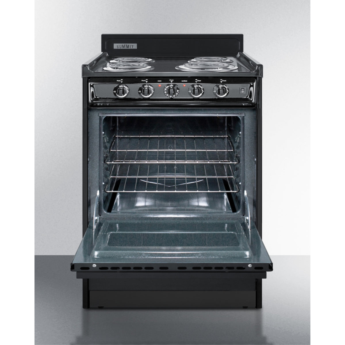 24" wide electric coil range in black