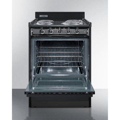 24" wide electric coil range in black