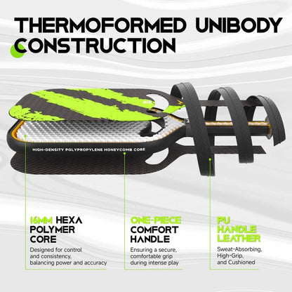 Warping Point Ascent Pickleball Paddles| Carbon Fiber Pickleball Racket with Aero Throat | Textured Grit Surface | Hexa Polymer Core | Designed for Swing Speed and Maneuverability