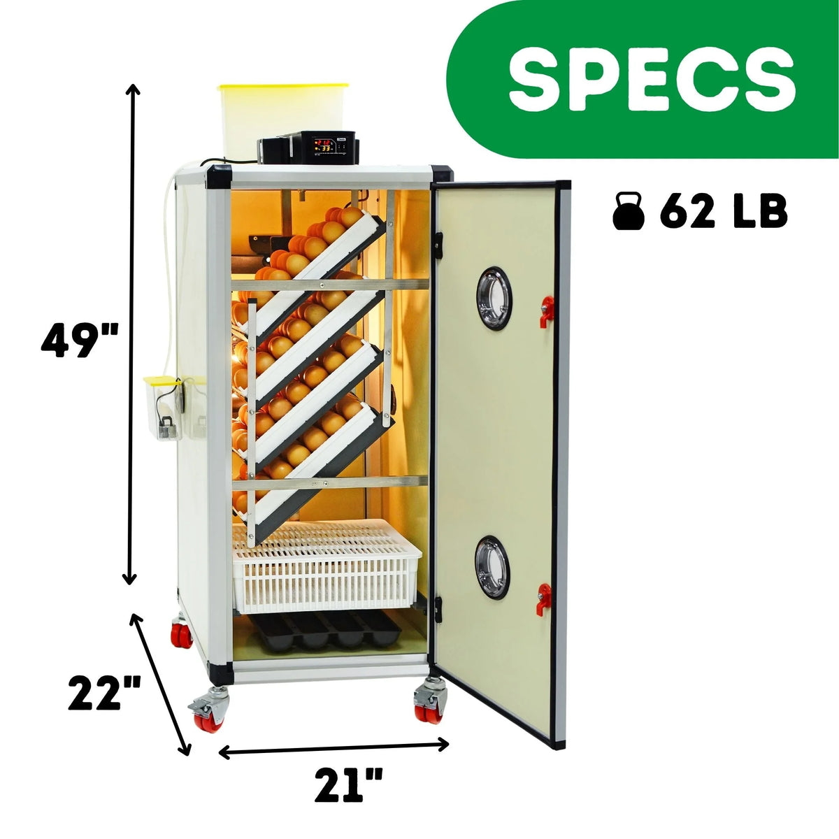 HB175C Egg Incubator with Hatcher Combo. Automatic Egg Turning and Humidity Control, Adjustable Egg Setter Trays, Perfect Poultry Incubator, Set and Forget Design. - Cimuka by Hatching Time