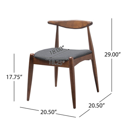 GDF Studio Virgil Mid Century Modern Fabric Upholstered Dining Chairs, Set of 2, Charcoal and Walnut