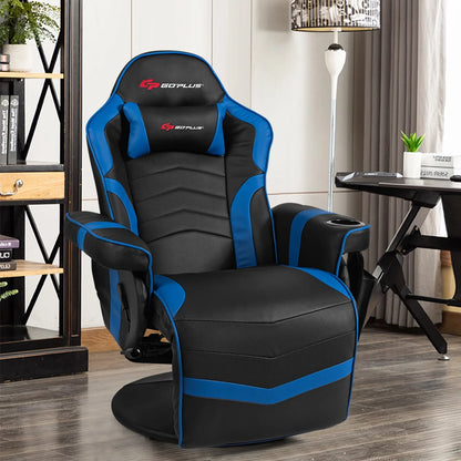 Goplus Massage Gaming Recliner Reclining Racing Chair Swivel Black