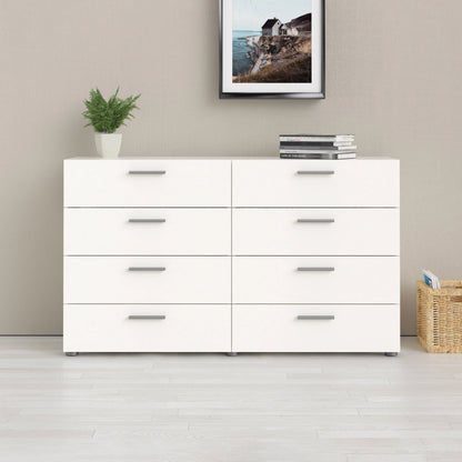 Tvilum Loft 8 Drawer Double Dresser, White Woodgrain