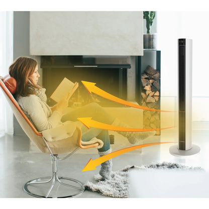 Lasko 42" 1500W All Season Tower Fan & Space Heater with Timer and Remote, White, FH500