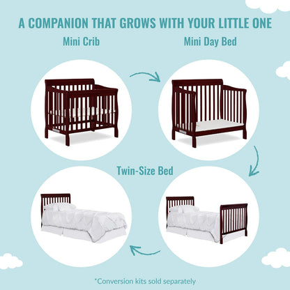 Dream On Me Aden 4-in-1 Convertible Mini Crib Espresso