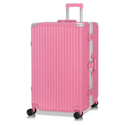 Luggage Aluminium Frame PC ABS Hardshell Suitcase with Spinner Wheels TSA Lock Zipperless Luggage 28 inch Silver