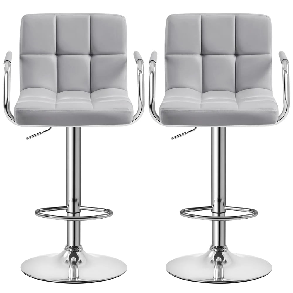 Yaheetech 2pcs PU Leather Adjustable Bar Stools for Dining Room, Black