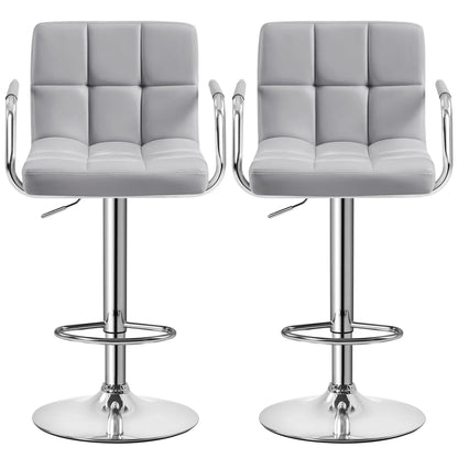 Yaheetech 2pcs PU Leather Adjustable Bar Stools for Dining Room, Black